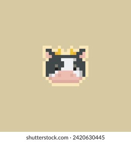 Cow with black and white spots, pixel art animal