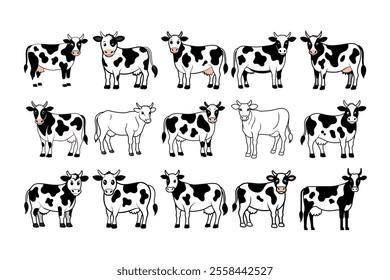 cow black and white vector illustration design