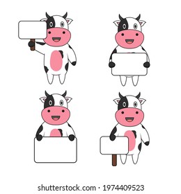 Cow with board vector Illustration