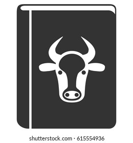 Cow Book vector icon. Flat gray symbol. Pictogram is isolated on a white background. Designed for web and software interfaces.