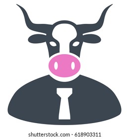Cow Boss flat vector icon. An isolated illustration on a white background.