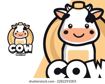 Cow Bottle Mascot logo template.