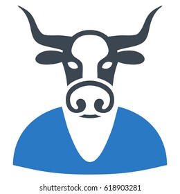 Cow Boy flat vector pictograph. An isolated illustration on a white background.