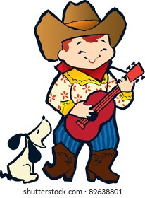 Cow boy with guitar