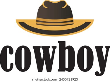 cow boy hat logo design, Sheriff Wild West Hat Symbol.