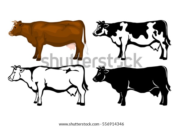 Cow Brown Color Silhouette Contour Patched Stock Vector (Royalty Free ...