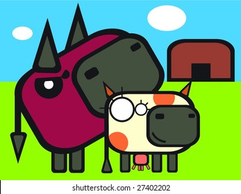 Cow and bull