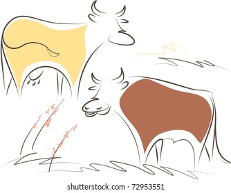 Cow and bull