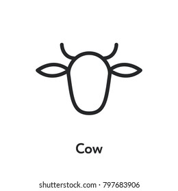 Cow Bull Animal Face Beef Minimal Flat Line Outline Stroke Icon