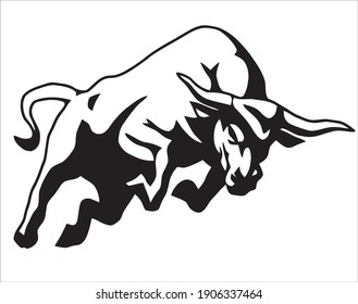 Cow, bull, black, white, vector, horn