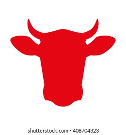 Cow or bull head icon. Cow head silhouette. Farm animal sign. Vector illustration.