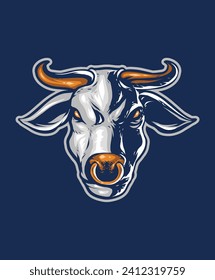  cow bull head. vector  illustration  Farm animal. Design element for logo, label, emblem, sign.