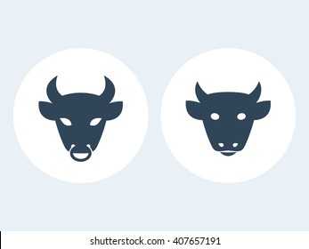 Cow and bull heads. cattle icon. vector illustration