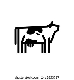 Diseño de Vector del logotipo del icono de la vaca o del toro, diseño moderno del pictograma del logotipo del animal de granja agrícola en estilo de la línea