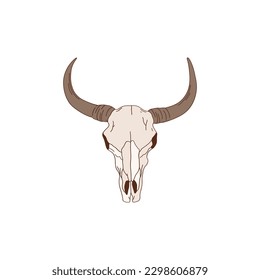 Cow bull scull. Western design, wild west element. Vector illustration isolated on white.