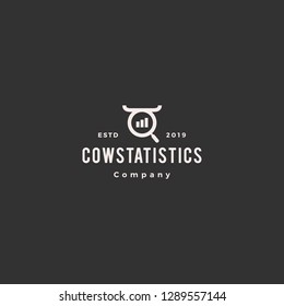 cow bull stat stats statistics search logo hipster retro vintage vector icon