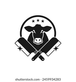 Cow butcher icon flat style isolated on white background. Vector illustration