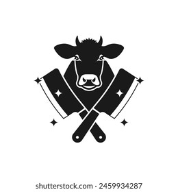 Icono de carnicero de vaca estilo plano aislado sobre fondo blanco. Ilustración vectorial