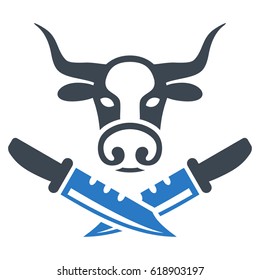 Cow Butchery flat vector icon. An isolated illustration on a white background.