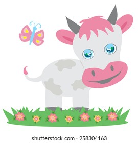 Cow and butterfly