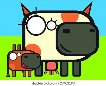 A cow and the calf