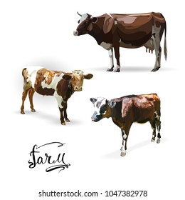 Cow Calf brown, vector
