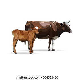 Cow Calf brown, vector