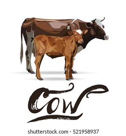 Cow Calf brown, vector