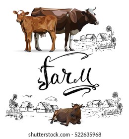 Cow Calf brown, vector