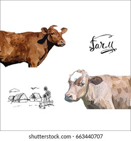 Cow Calf brown, vector