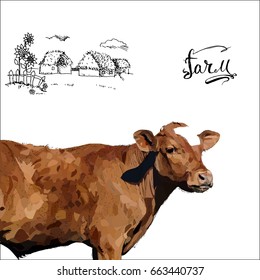 Cow Calf brown, vector
