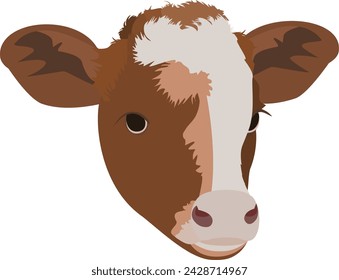 cow calf head in a realistic cartoon style vector illustration