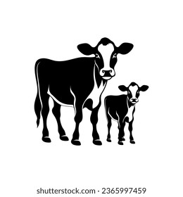 Cow and a calf icon isolated on white background