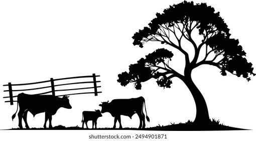 Cow and calf, Cow – Scene clipart – Farm scene – Cows, Animal farming – Heifer, Cattle family