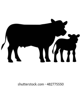 Cow Calf Silhouette Stock Vector (Royalty Free) 482775550 | Shutterstock