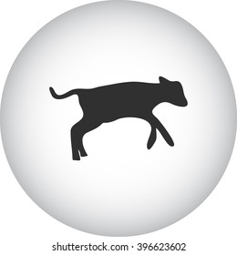 Cow Calf Silhouette Simple Icon On Round Background