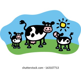 Cow and Calves