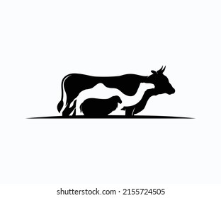 Cow Camel Lamb or Sheep in One Vector Template.