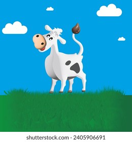 cow cartoon 3D; nature 3d, farm animal 3D