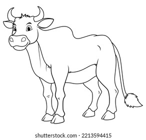 Cow Cartoon Animal Illustration BW