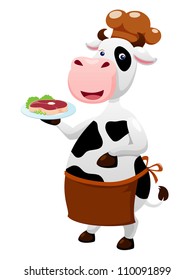 Cow cartoon with beef steak