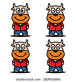 cow cartoon character kawaii design illustration