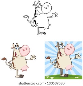 Cow Cartoon Character. Vector Collection