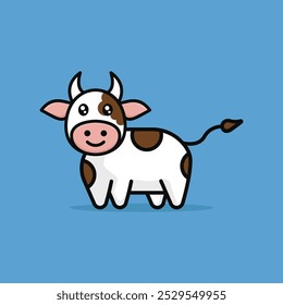 cow cartoon cute illustration vector design concept idea