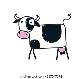 Cow Cartoon Doodle. Vector Illustration