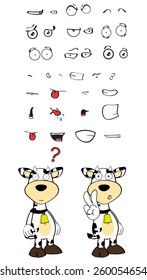 cow cartoon expressions set in vector format very easy to edit