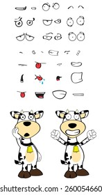 cow cartoon expressions set in vector format very easy to edit