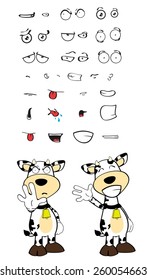 cow cartoon expressions set in vector format very easy to edit