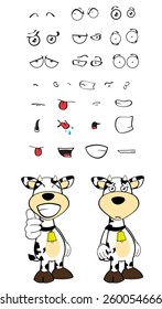 cow cartoon expressions set in vector format very easy to edit