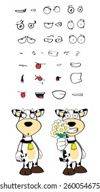 cow cartoon expressions set in vector format very easy to edit